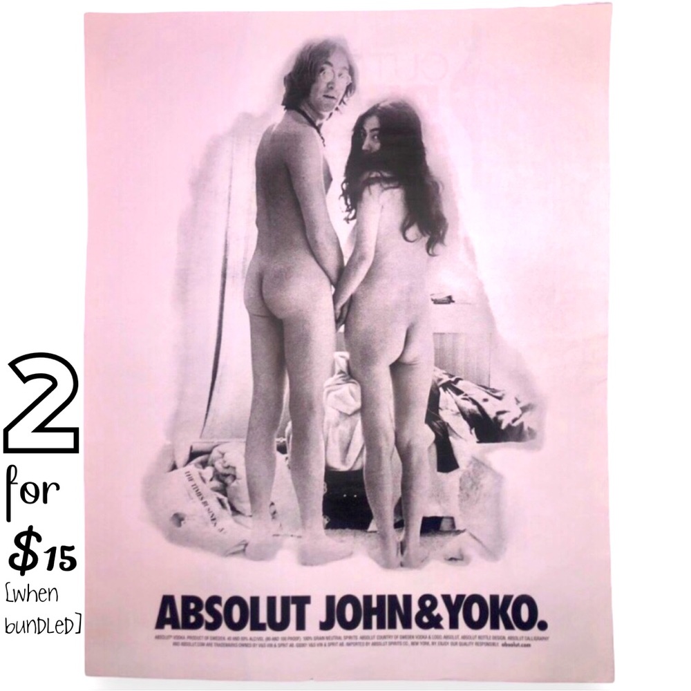 🟢[Absolut Vodka] ABSOLUT JOHN&YOKO Original 2001 Vintage Magazine Advertisement